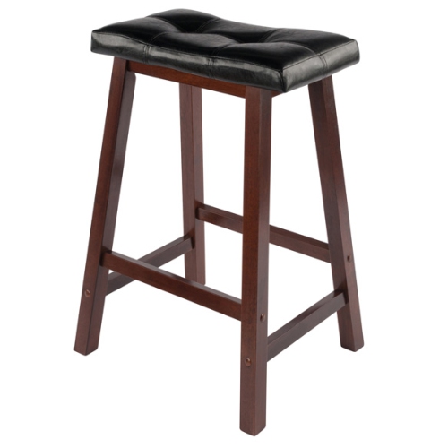Orlando 5-Pc High Table with Cushion Seat Counter Stools, Walnut and Black