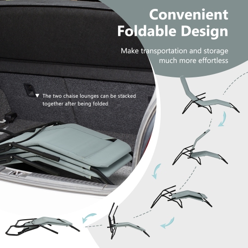 Costway 2 PCS Patio Folding Lounge Chair Rocker Zero Gravity Sun-Chair Recliner