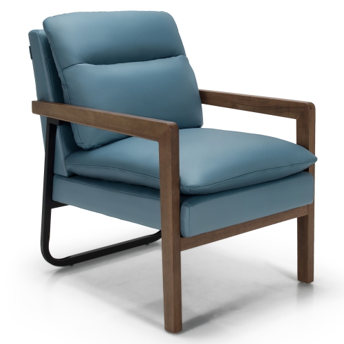 Costway Modern Accent Armchair Lounge Chair w/ Rubber Wood Legs & Steel Bracket