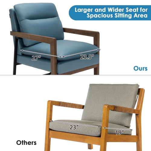 Costway Modern Accent Armchair Lounge Chair w/ Rubber Wood Legs & Steel Bracket