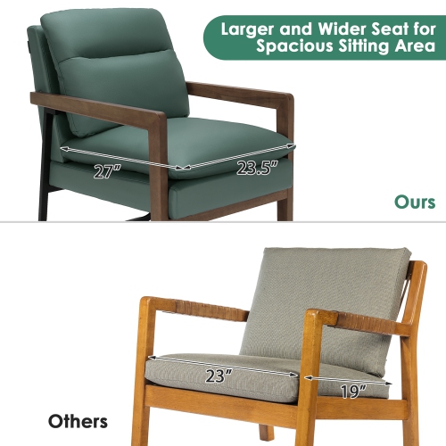 Costway Set of 2 Modern Accent Armchair Lounge Chair w/ Wood Legs & Steel Bracket Yellow\Blue\Green