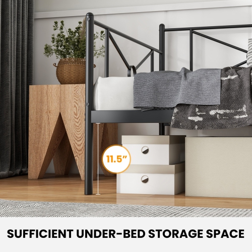 Costway Metal Daybed Frame Twin Size Slat Support Mattress Foundation Living Room White\Black\Silver