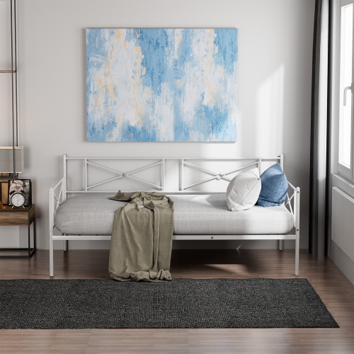 Costway Metal Daybed Frame Twin Size Slat Support Mattress Foundation Living Room White\Black\Silver