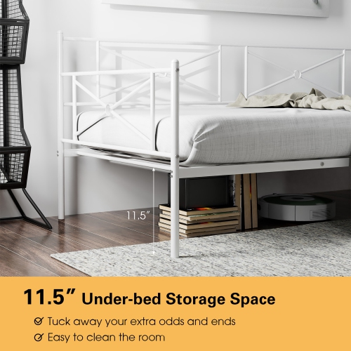 Costway Metal Daybed Frame Twin Size Slat Support Mattress Foundation Living Room White\Black\Silver