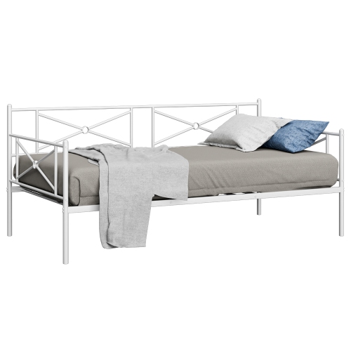 Costway Metal Daybed Frame Twin Size Slat Support Mattress Foundation Living Room White\Black\Silver
