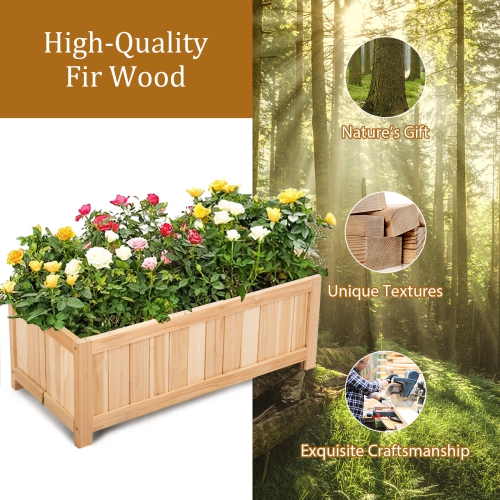 Topbuy Outdoor Wood Planter Raised Garden Bed Elevated Planter Box Kit for Backyard Patio