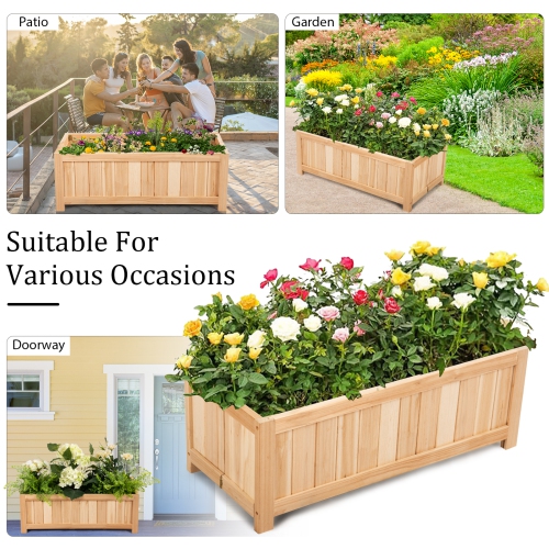 Topbuy Outdoor Wood Planter Raised Garden Bed Elevated Planter Box Kit for Backyard Patio