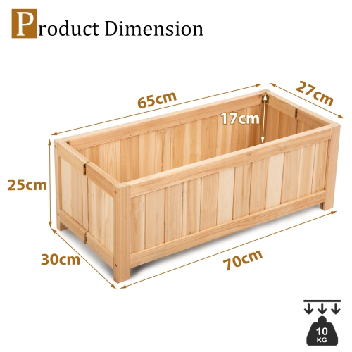 Topbuy Outdoor Wood Planter Raised Garden Bed Elevated Planter Box Kit for Backyard Patio