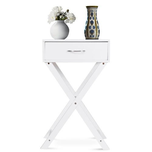 Topbuy 2PCS Morden Accent X Base Nightstand Sofa End Table Bedroom Furniture W/ Storage Drawer