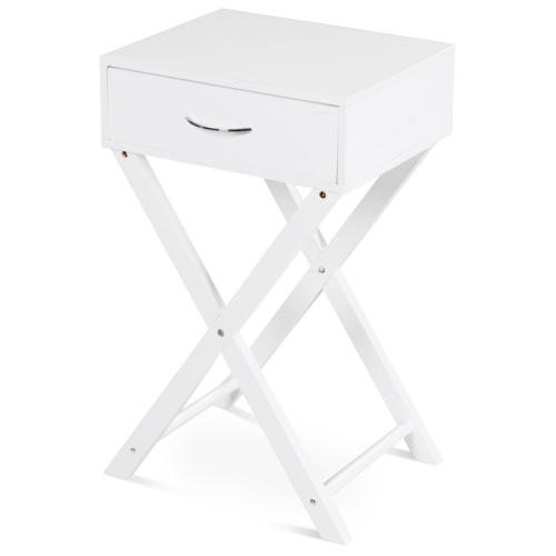 Topbuy Morden Accent X Base Nightstand Sofa End Table Bedroom Furniture W/ Storage Drawer