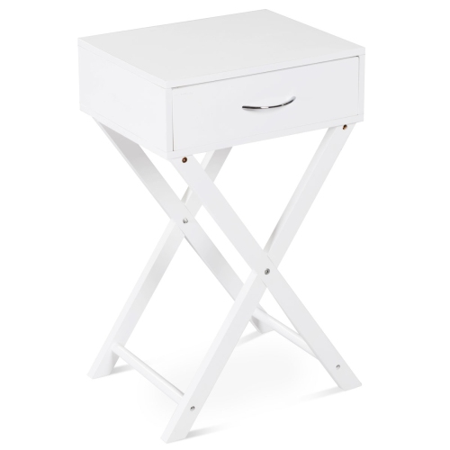 Topbuy Morden Accent X Base Nightstand Sofa End Table Bedroom Furniture W/ Storage Drawer