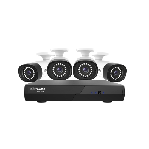 Defender Sentinel 4K Ultra HD POE Wired NVR Security System with 4 Cameras, Color Night Vision, Smart Human Detection & Mobile App
