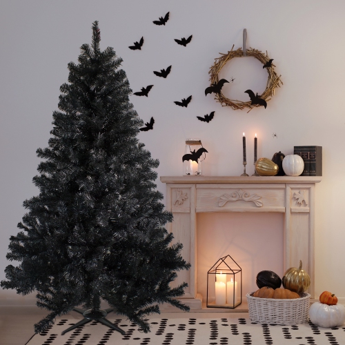 NORTHLIGHT  Full Colorado Spruce Artificial Halloween Tree - 6' - - Unlit In Black
