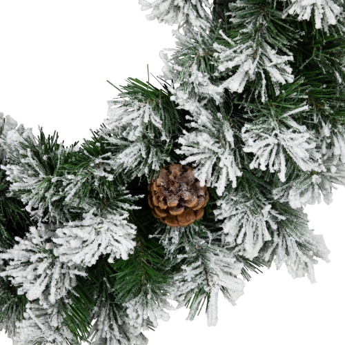 Snowy Flocked Angel Pine with Pine Cones Artificial Christmas Wreath - 36" - Unlit