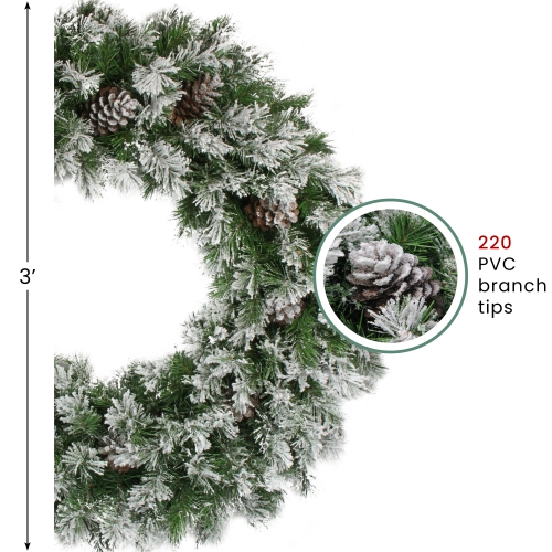 Snowy Flocked Angel Pine with Pine Cones Artificial Christmas Wreath - 36" - Unlit
