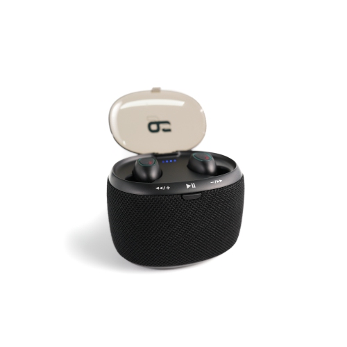 GS EBox33 Bluetooth V5.0 Speaker with TWS Bluetooth V5.3 Earbuds , Black colour, Built-in Lithium battery, speaker size: 90*70*70mm