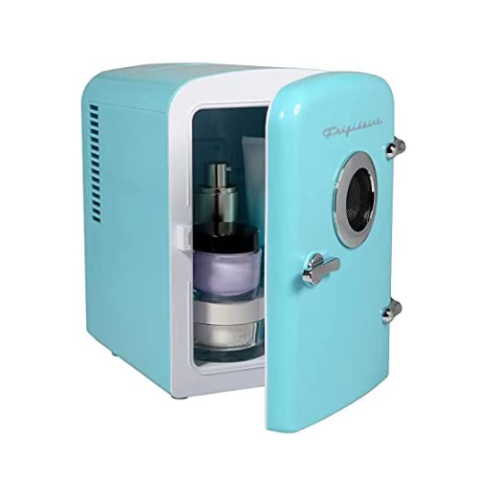 Frigidaire Mini conçu portable compact pour bureau à domicile et haut-parleur, capacité de 4 L, refroidit six canettes de 12 oz, 100% sans fréon et