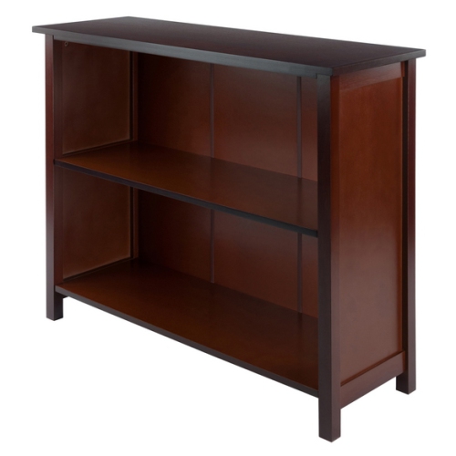 SLICKBLUE  Milan Wide 2-Section Storage Shelf, Walnut