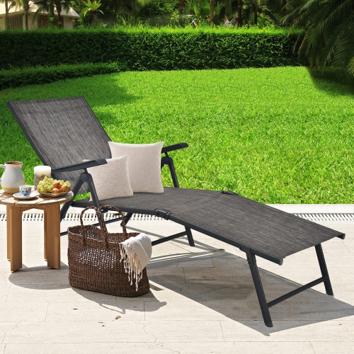 Gymax Set of 2 Outdoor Adjustable Chaise Lounge Chair Patio Folding Recliner Lounge