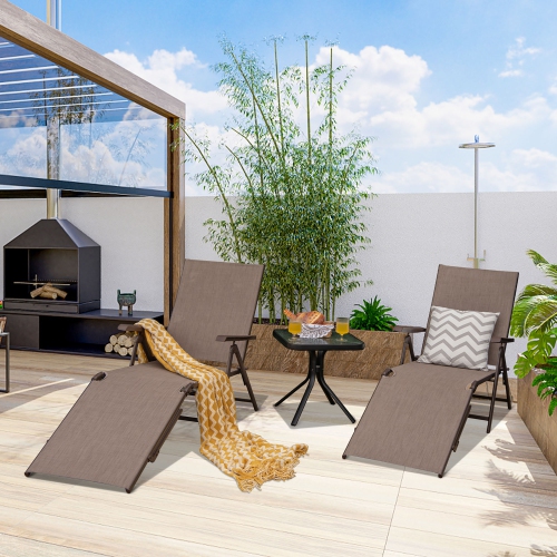 Gymax Set of 2 Outdoor Adjustable Chaise Lounge Chair Patio Folding Recliner Lounge
