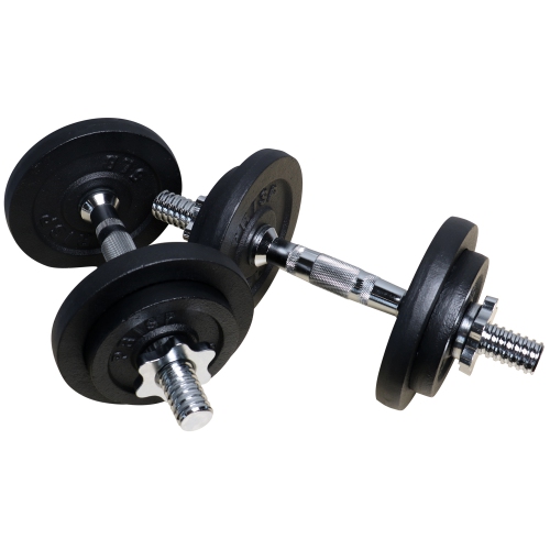 PRISP Adjustable Weight Dumbbells Set - Includes 2 Bars, Cast Iron Plates and Threaded Collars, 40 lbs
