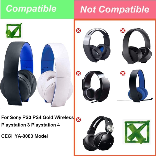 Dolaer jingewell Replacement Ear Pads Cushions, Headphone Pillows Earpads for Sony PS3 PS4 Gold Wireless Playstation 3 Playstation 4 CECHYA-0083