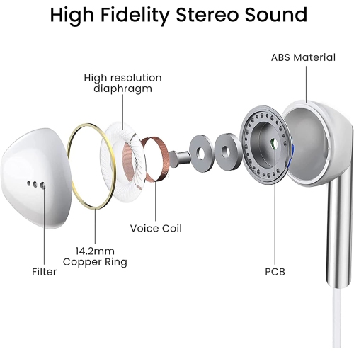 Dolaer Wired Earbuds, Earbuds Earphones, 3.5mm in-Ear Wired Earbuds with Built-in Microphone & Control, Powerful Bass and Crystal Clear Audio, Hi-Res Extra Bass Earbuds Noise Isola