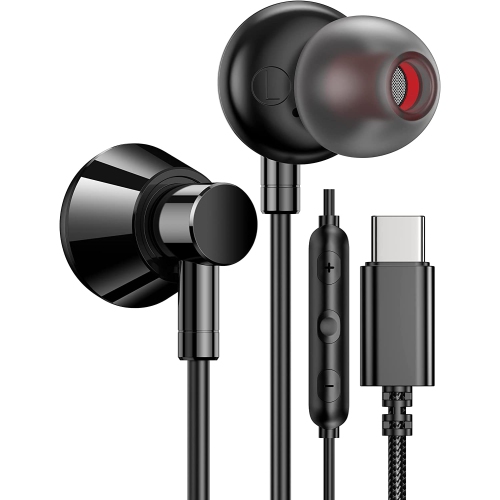 Image 1 of 7.. Dolaer USB C Headphones, Type C Earphone Bass Stereo Hi-Fi DAC Earbuds in-Ear Noise Cancelling Headset w Mic & Remote Control Headphone for Samsung