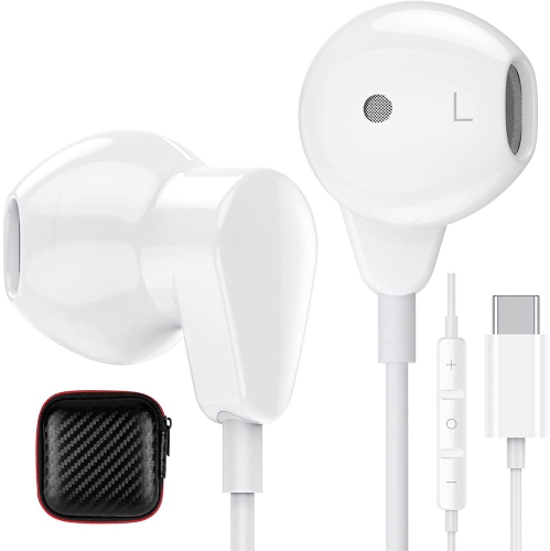 Dolaer – Écouteurs USB-C pour Galaxy S21 FE S22 USB-C numérique avec télécommande micro, casque d’écoute stéréo à suppression du bruit avec fil pour