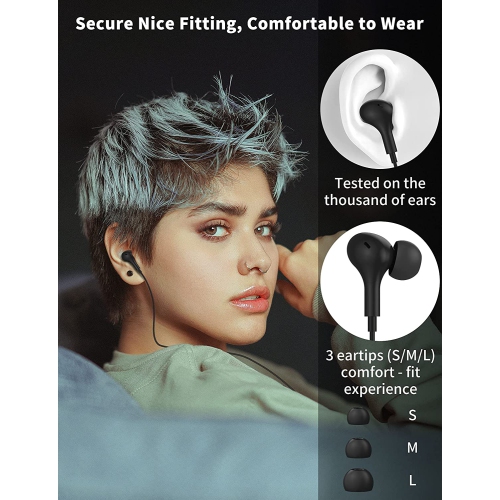 Dolaer USB C Headphone for Samsung S21 S22 Wired Earbuds Magnetic in-Ear Type C Earphone with Microphone Volume Control Bass Stereo Noise Canceling