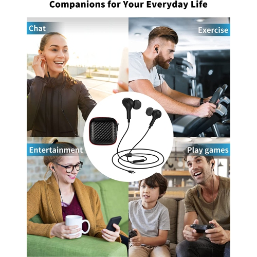 Dolaer USB C Headphone for Samsung S21 S22 Wired Earbuds Magnetic in-Ear Type C Earphone with Microphone Volume Control Bass Stereo Noise Canceling