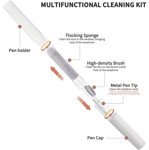 Dolaer Earbuds Cleaning Pen, Earphones Cleaner, 3 in 1 Earbuds Cleaning Kit for Cleaning The Earwax, Dust in Earphone, Portable and Wide Use for