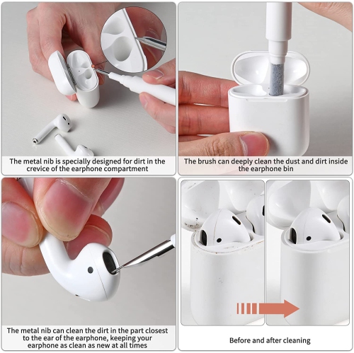 Dolaer Earbuds Cleaning Pen, Earphones Cleaner, 3 in 1 Earbuds Cleaning Kit for Cleaning The Earwax, Dust in Earphone, Portable and Wide Use for