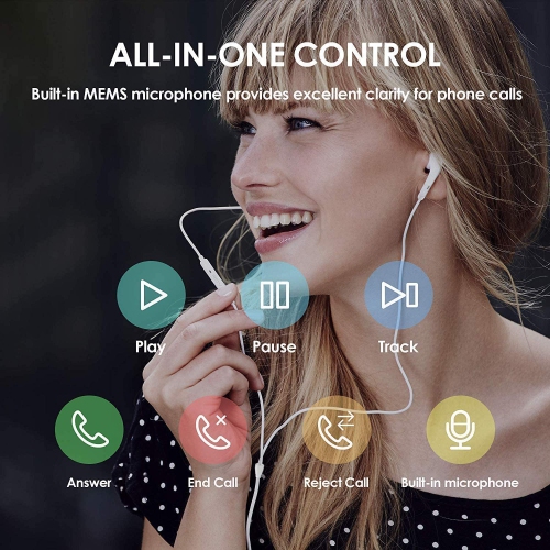 Dolaer 2 Pack Wired Headphones Earbuds with Microphone, 3.5mm Wired Earbuds Earphones, in-Ear Headphones with Mic Built-in Volume Control Compatible