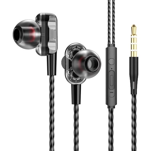 Dolaer Dual Bass Speakers Earphones HiFi Headset Earbuds in-Ear Headphones,3.5mm Wired Earbuds for iOS and Android Smartphones, Laptops, MP3, Gaming,
