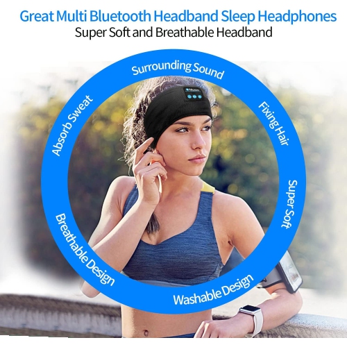 Dolaer Sleep Headphones Bluetooth Sports Headband - Soft Sleeping Wireless Music Headbands for Side Sleepers - Long Time Play Sleeping Headsets for