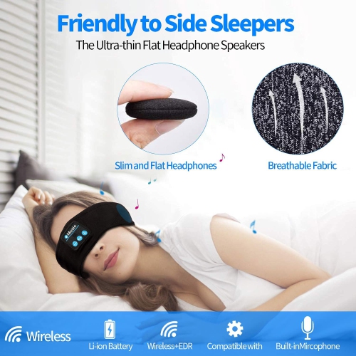 Dolaer Sleep Headphones Bluetooth Sports Headband - Soft Sleeping Wireless Music Headbands for Side Sleepers - Long Time Play Sleeping Headsets for