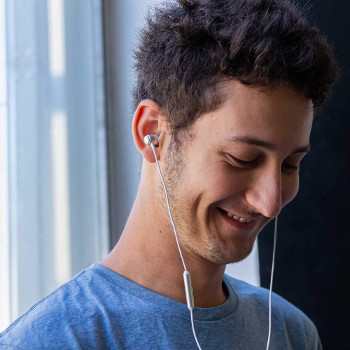 Headphones, Earphones with Microphone and Volume Control, Noise Isolating Memory Foam Eartips