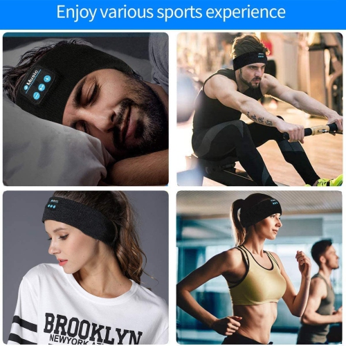 Dolaer Bluetooth Headband Sports Sleep Headphones - Wireless Music Headphones Sleeping Headsets with Ultra- Thin Speakers - Soft Eye Mask for Side