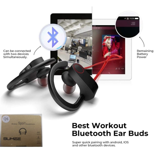 Dolaer Newest Bluetooth Headphones Best Mic Wireless Sport Earphones HiFi Bass Stereo IPX7 Waterproof in-Ear Earbuds Headset with Noise Canceling for
