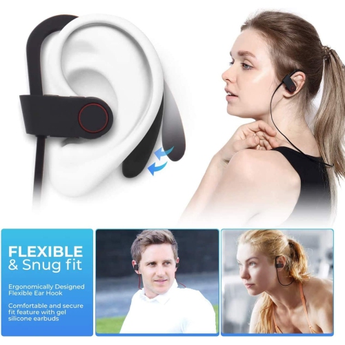 Dolaer Newest Bluetooth Headphones Best Mic Wireless Sport Earphones HiFi Bass Stereo IPX7 Waterproof in-Ear Earbuds Headset with Noise Canceling for