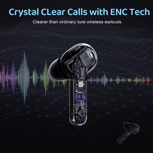 Dolaer Wireless Earbuds, Bluetooth 5.1 Headphones in-Ear True Wireless Stereo Long Playtime Bluetooth Earbuds Built-in 4 Mics Waterproof Smart Touch