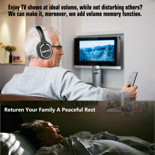 Dolaer Zanchie Wireless Headphones for TV Watching with RF Transmitter Charging Dock 330ft Range - Digital Optical RCA AUX, 10Hrs Battery, No Audio