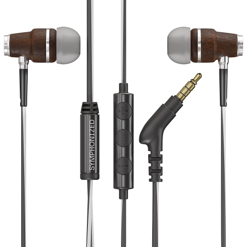 Dolaer Symphonized NRG 3.0 Wired Earbuds – Wood EarPhones for Androids with Stereo Sound – In-Ear Headphones with Microphone for Computer & Laptop