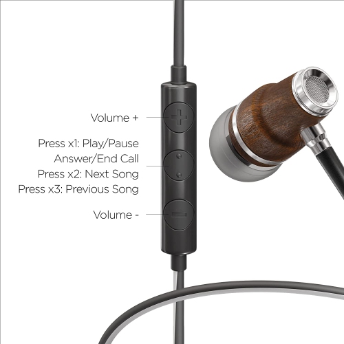 Dolaer Symphonized NRG 3.0 Wired Earbuds – Wood EarPhones for Androids with Stereo Sound – In-Ear Headphones with Microphone for Computer & Laptop