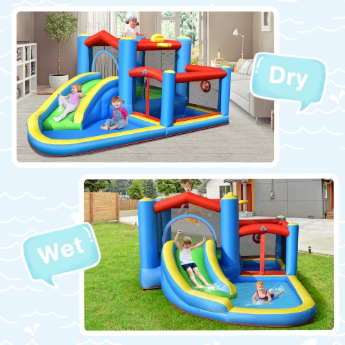 Costway Inflatable Kids Water Slide Outdoor Indoor Slide Bounce Castle with 480W Blower
