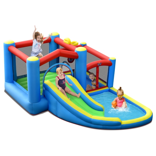 Costway Inflatable Kids Water Slide Outdoor Indoor Slide Bounce Castle with 480W Blower