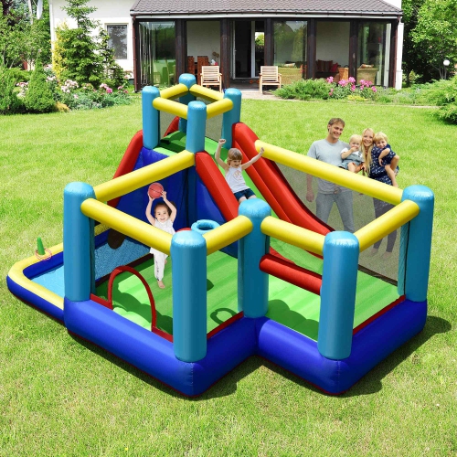 Costway Inflatable Bounce House 8-in-1 Kids Inflatable Slide Bouncer
