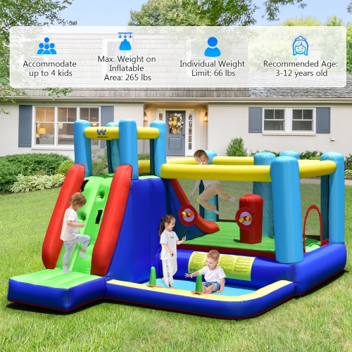 Costway Inflatable Bounce House 8-in-1 Kids Inflatable Slide Bouncer