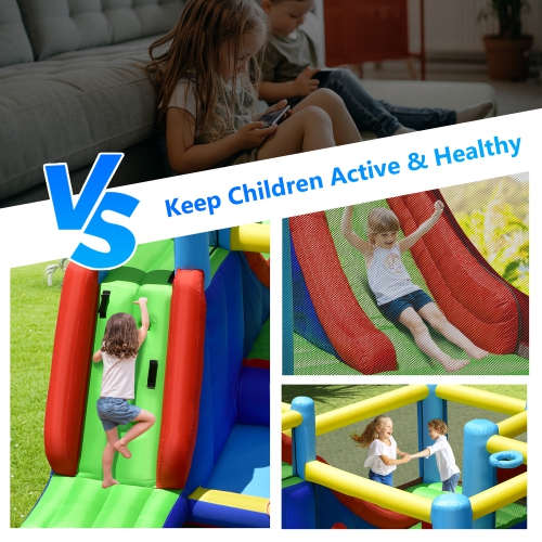 Costway Inflatable Bounce House 8-in-1 Kids Inflatable Slide Bouncer
